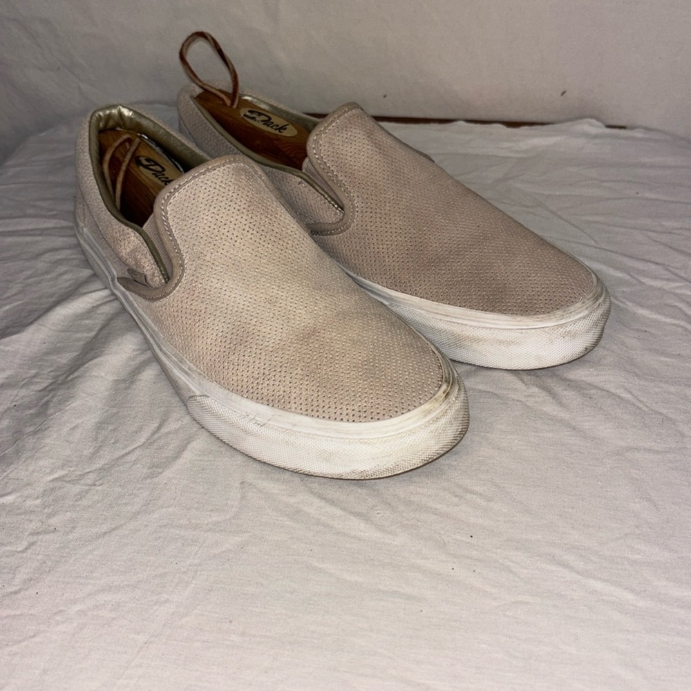 Vans Off The Wall Men’s Grey Perforated Leather Slip ons Size 10